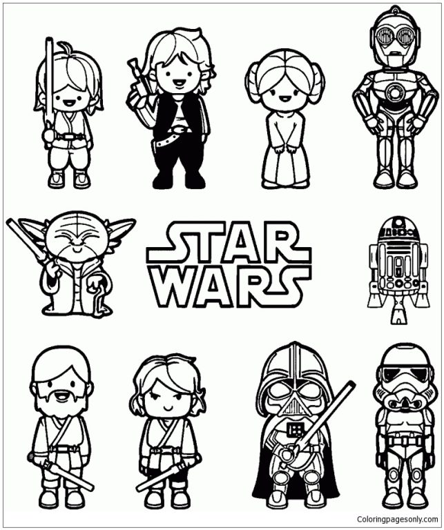 Star wars and Baby Yoda coloring pages: are you attracted to cartoon characters of sci-fi series?